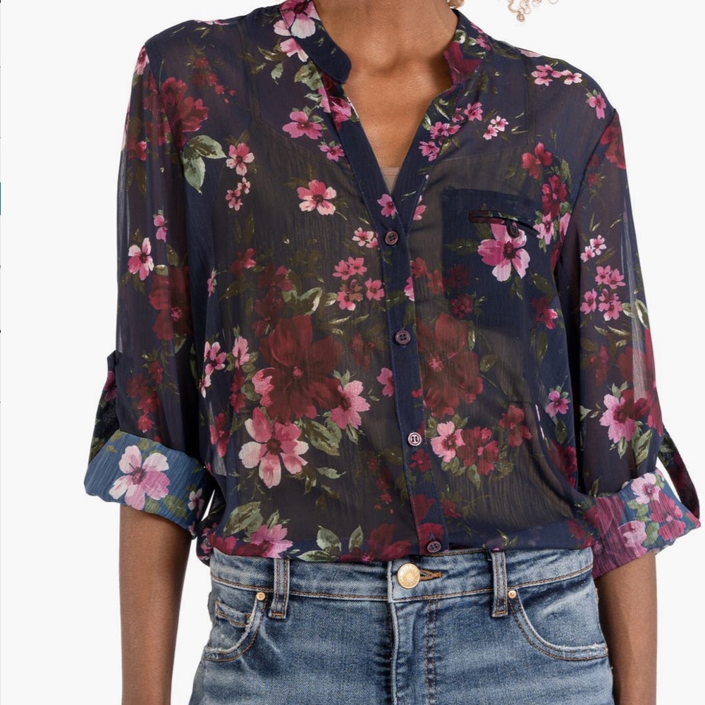Kut from the Kloth Floral Blouse - Pink and Green